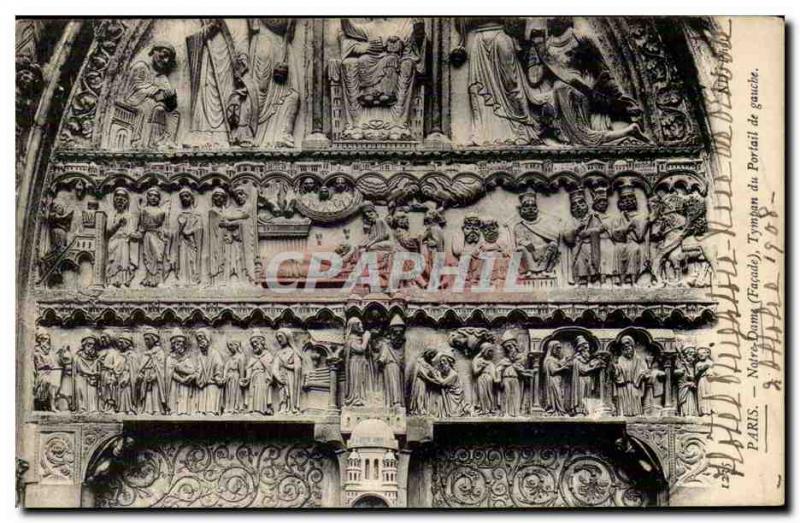 Paris Old Postcard Notre Dame tympanum of the left portal