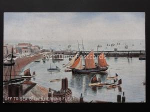 Cornwall ST IVES HERRING FLEET OF TO SEA c1905 Postcard Hildesheimer 5293