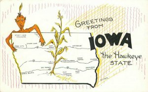 Kittrell Iowa State Map 1950s Elmer Anderson Comic Postcard 20-9092