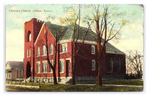 Christian Church Abilene Kansas c1913 Postcard