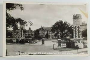 RPPC Oklahoma University Entrance at the Oval Real Photo Hoff Postcard Q1