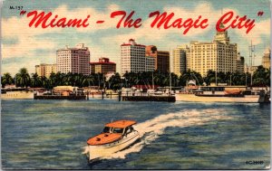 USA Miami The Magic City Florida Florida Linen Postcard C027