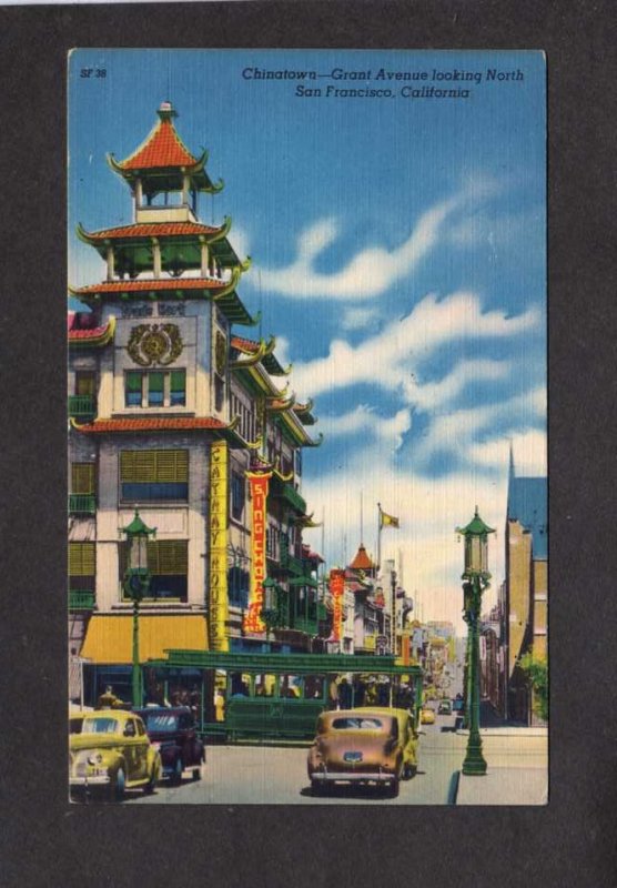 CA Chinatown China Town San Francisco California Postcard Grant St Linen PC