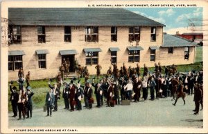 Soldiers Arriving at Camp Devens Ayer MA c1918 Vintage Postcard S44