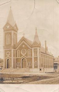 D5/ Charles City Iowa Ia Real Photo RPPC Postcard Catholic Church c1910