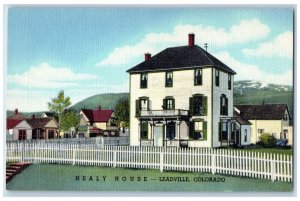 c1940s Healy House Exterior Fence Scene Leadville Colorado CO Unposted Postcard 