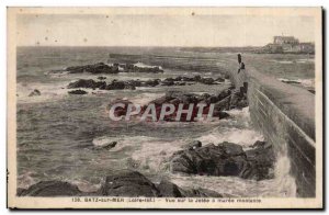 Old Postcard Batz Sea View pier's rising tide