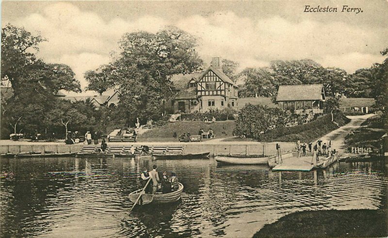 ECCLESTON CHESHIRE ENGLAND FERRY HOUSE POSTCARD c1920s