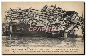 Old Postcard Boat War Catastrophe of Freedom wrecks