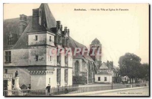 Postcard Amboise Old City Hall and Church of St Florentin