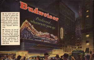 New York City NYC Naturama Budweiser Neon Signage Linen Vintage Postcard