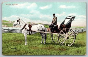 Caleche  Quebec  Canada  Horse and Buggy  Postcard c1907