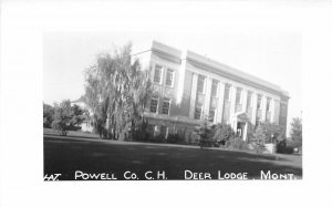 J4/ Deer Lodge Montana RPPC Postcard c1950 Powell County Court House 182
