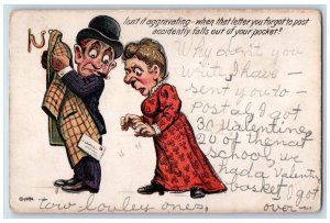 1908 Valentine Old Couple Cigar Letter Waynesboro Pennsylvania PA Postcard