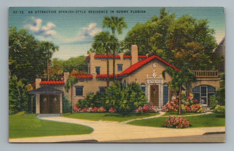 Spanish Style Home Residence FL Florida Postcard