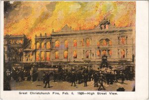 PC NEW ZEALAND, GREAT CHRISTCHURCH FIRE, HIGH ST VIEW, (B41579)