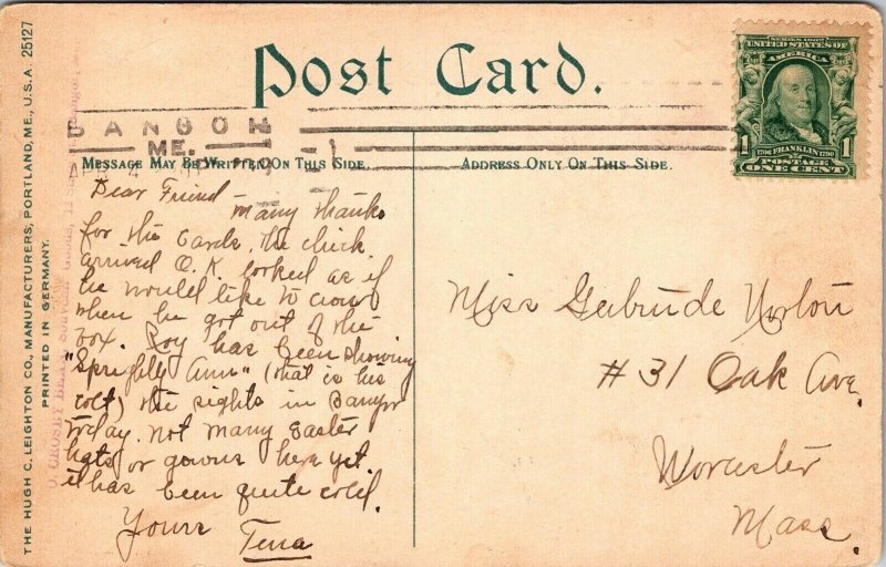 Orono ME Maine Catholic Church Antique Divided Back 1c Stamp WOB Note Postcard 