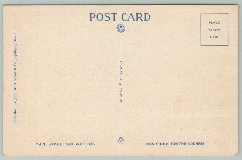 Spokane Washington~Mount Spokane~1940s Linen Postcard