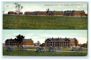 c1910's Barracks Fort Des Moines Iowa IA Split View Unposted Antique Postcard