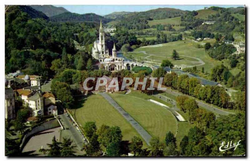 Modern Postcard Lourdes Basilica and the Basilica of St Underground Ple