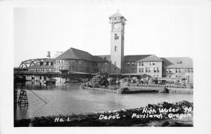 H81/ Portland Oregon RPPC Postcard c1948 Railroad Depot Flood 13