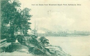 Ohio Ashtabula Iron Ore Dock Woodland Beach Park 1910 Postcard Fisher 22-4141