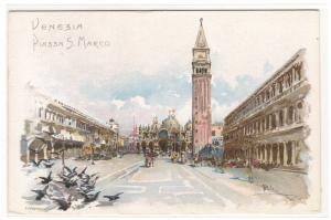 Piazza S Marco art artist signed Venezia Venice Italy 1905c postcard