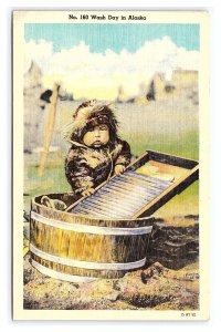 Postcard Wash Day In Alaska Eskimo Child