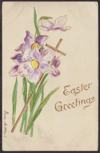 Easter Greetings,Flowers,Cross