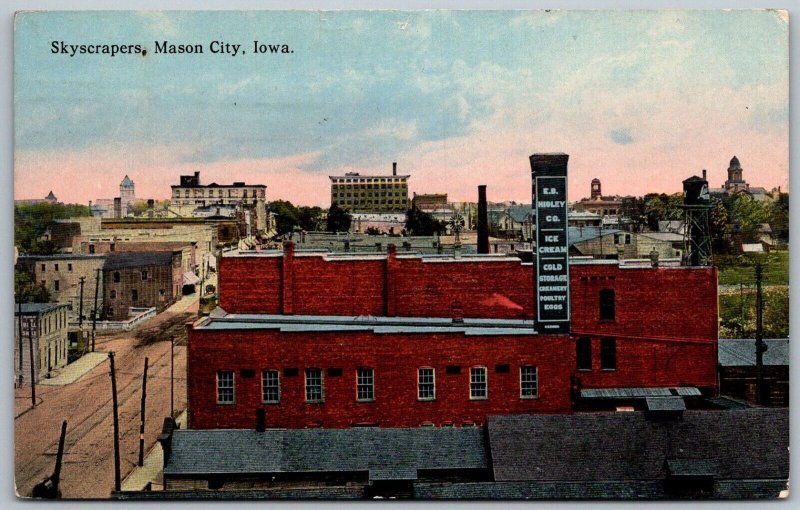 Mason City Iowa 1916 Postcard Skyscrapers Ice Cream Cold Storage Building