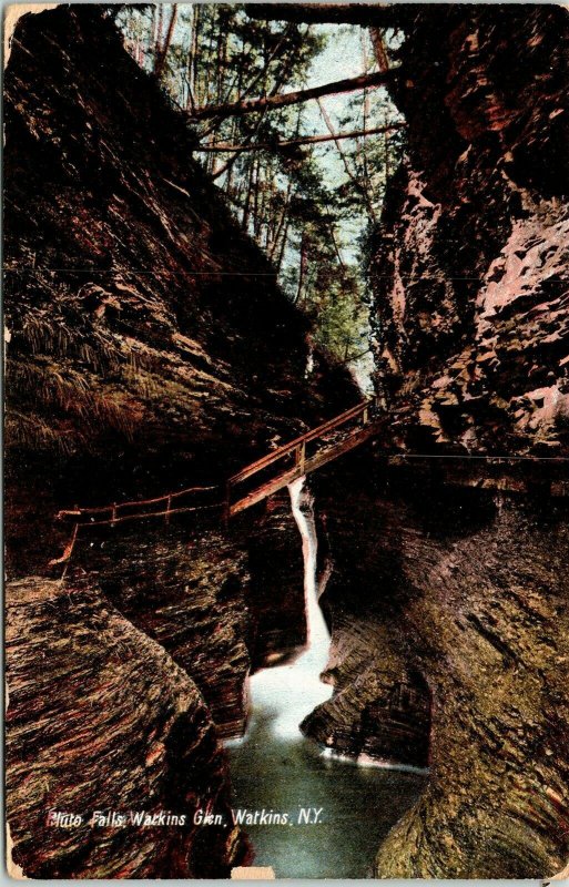 Pluto Falls Watkins Glen New York NY Leipzig Munich Buffalo News Stamp Postcard 