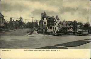 Newark NJ Clinton Avenue and High Street Pre-1910 Vintage Postcard