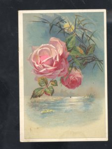 TOLEDO OHIO WOOLSON SPICE COMPANY LION COFFEE PINK FLOWERS VICTORIAN TRADE CARD