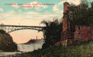 Rochester New York, 1912 Driving Park Ave Bridge Lower Falls Distance Postcard