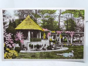 Lady Relaxing by Pavilion in Gardens Reading Berkshire Vintage Postcard