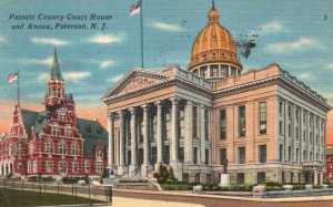 Vintage Postcard 1956 Passaic County Court House & Annex Paterson New Jersey NJ