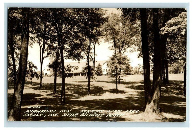 RPPC Potawatomi Inn, Near Bledsoes Beach, Angola, Indiana Vintage Postcard P13 