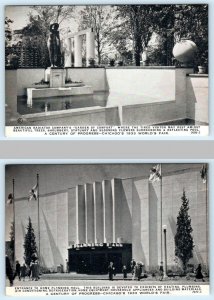 2 Postcard CHICAGO WORLD'S FAIR 1933 Childs AMERICAN RADIATOR Home Planning Hall
