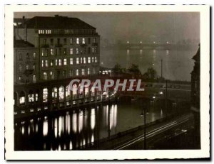 Postcard Modern Neidlingerhaus Hamburg bei Nacht mit Alsterarkaden