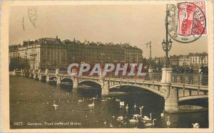 Old Postcard Geneve Mont Blanc Bridge