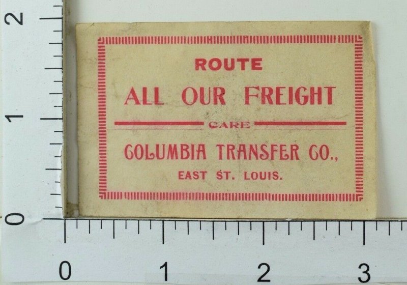 1890's Victorian Paper Stamp Label Columbia Transfer Co Freight P35