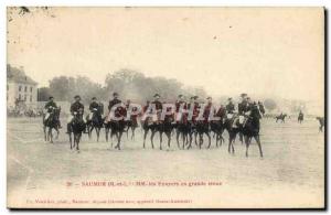 Old Postcard Horse Equestrian Saumur MM the squires in full dress