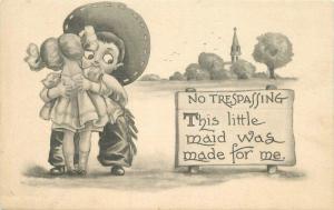 Artist impression C-1910 Young couple roadside trespassing postcard 10953