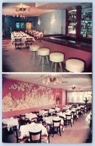 1950's PATSY'S ITALIAN RESTAURANT WINES LIQUORS NYC MCM PINK INTERIOR POSTCARD 1