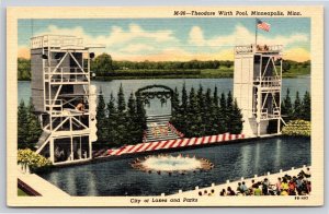 Minneapolis Minnesota~Theodore Wirth Pool Scene~Colortone Vintage Linen Postcard