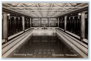 c1930's Motorship Bermuda Interior Swimming Pool Steamer RPPC Photo Postcard