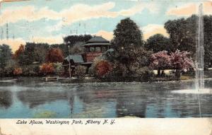 Albany New York~Washington Park-Lake House & Fountain~1906 Illustrated Pc Co