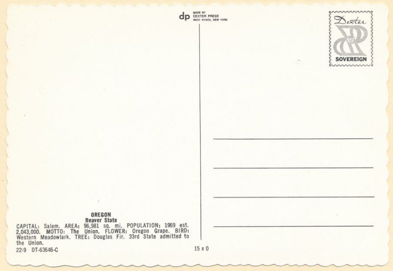 Greetings from Oregon - Map - State Bird Western Meadowlark