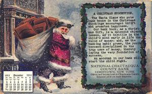 Christmas Red Robed Santa Claus Jamestown NY Bank Books Postcard