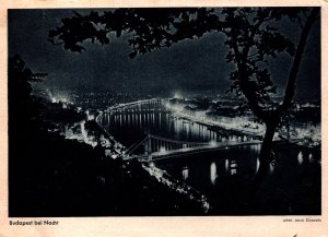 Hungary Budapest Bei Nacht Vintage Postcard BS20